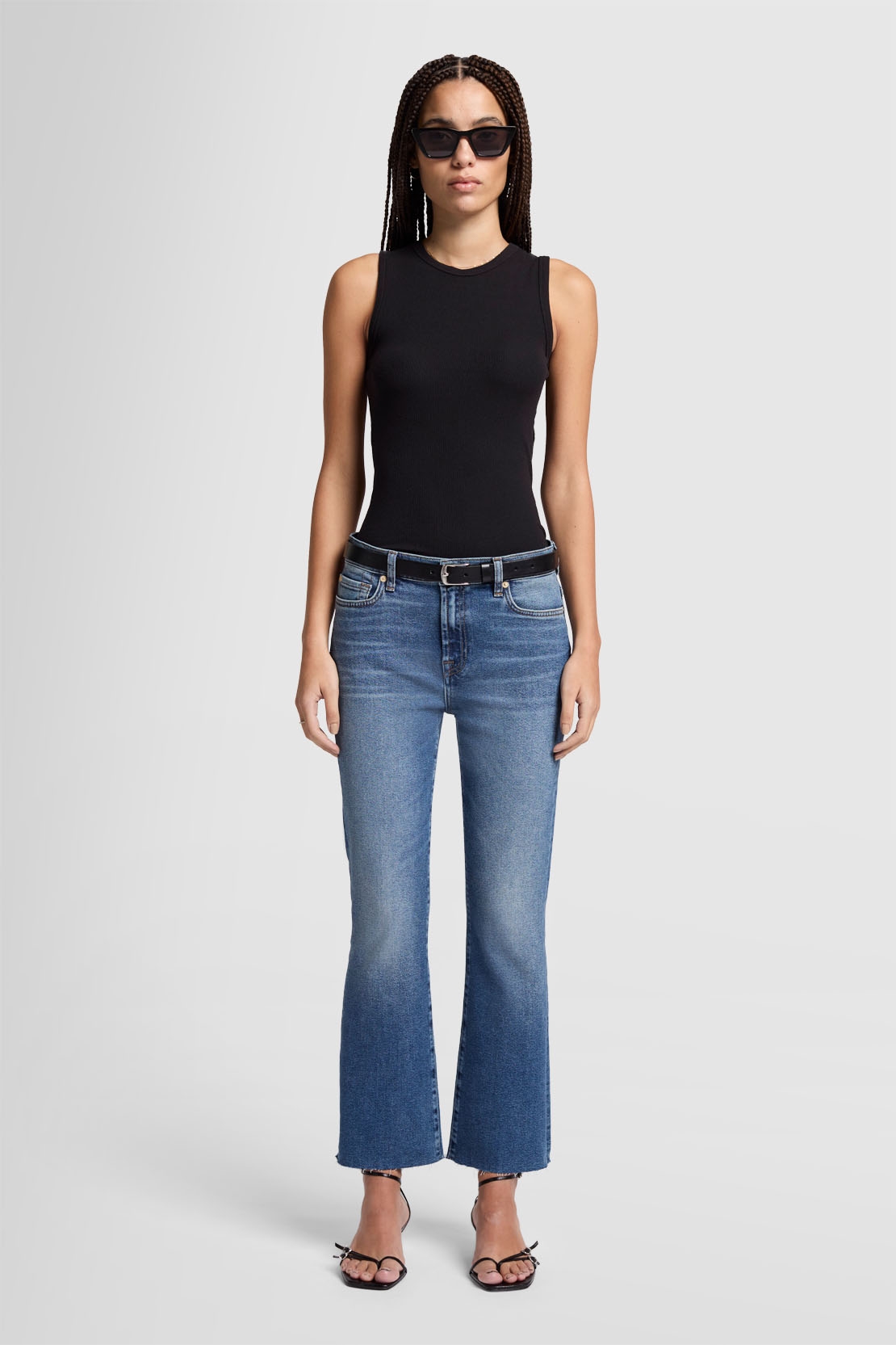 7 For All Mankind - Daisy Ankle Boot Luxe Vintage Love Affair With Raw Cut - Bootcut Jeans - mid blu