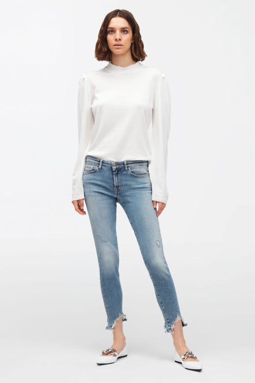  PYPER CROP LUXE VINTAGE DREAM TIME WITH RIPPED HEM  